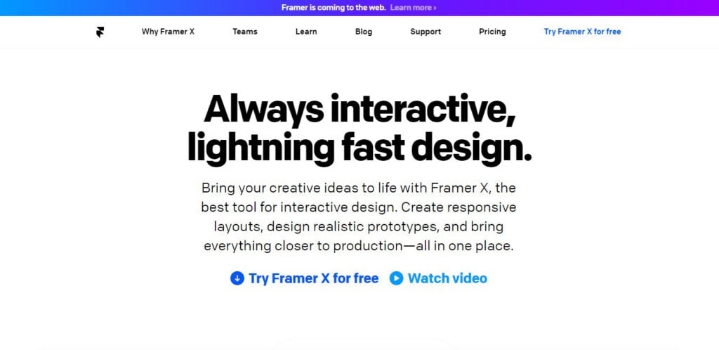 Framer rapid prototyping