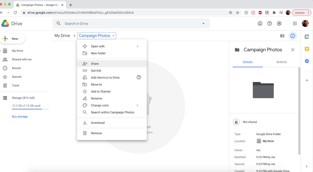 How to receive files on Google Drive