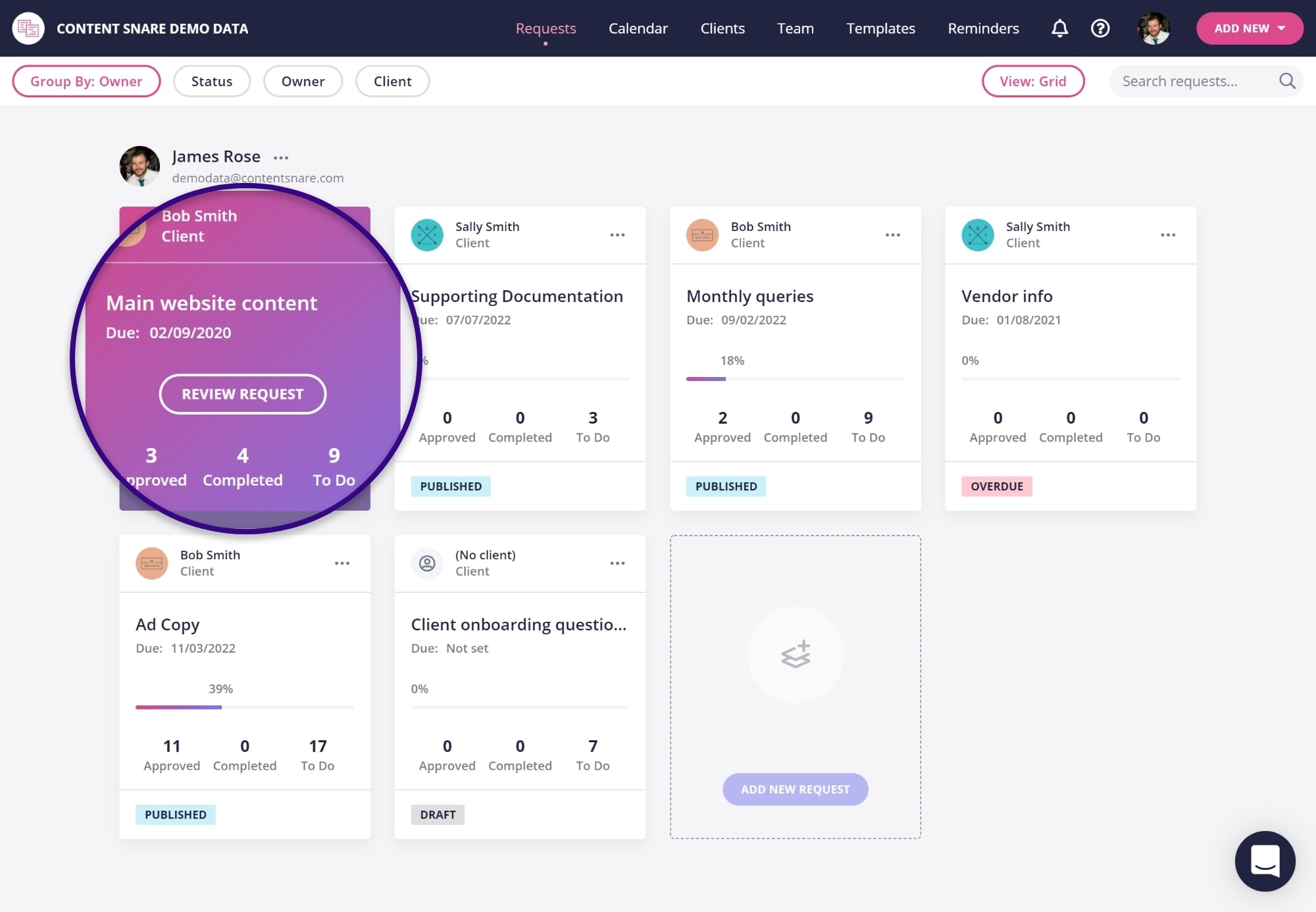 file request software dashboard