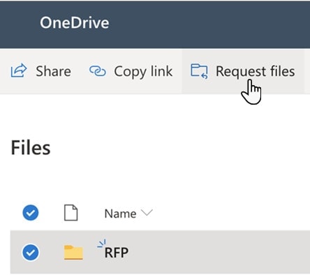 Screenshot of how to create a OneDrive file request Create file request in OneDrive