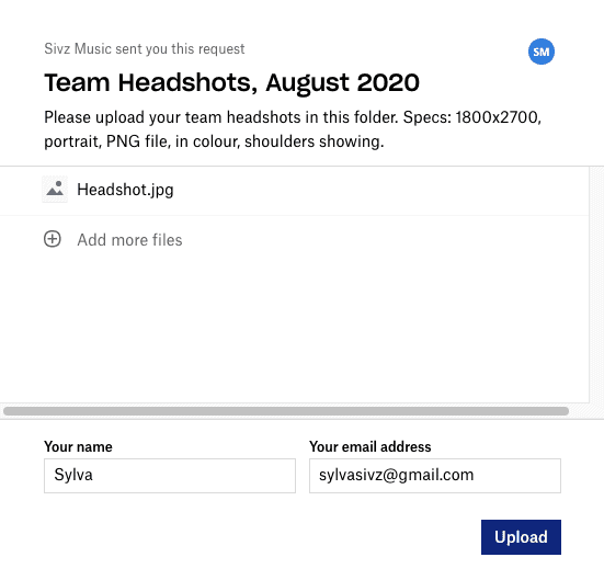 Screenshot showing files uploaded to Dropbox Dropbox file uploads