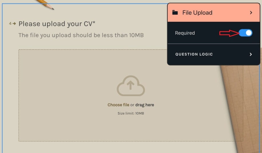 Typeform file upload form guide