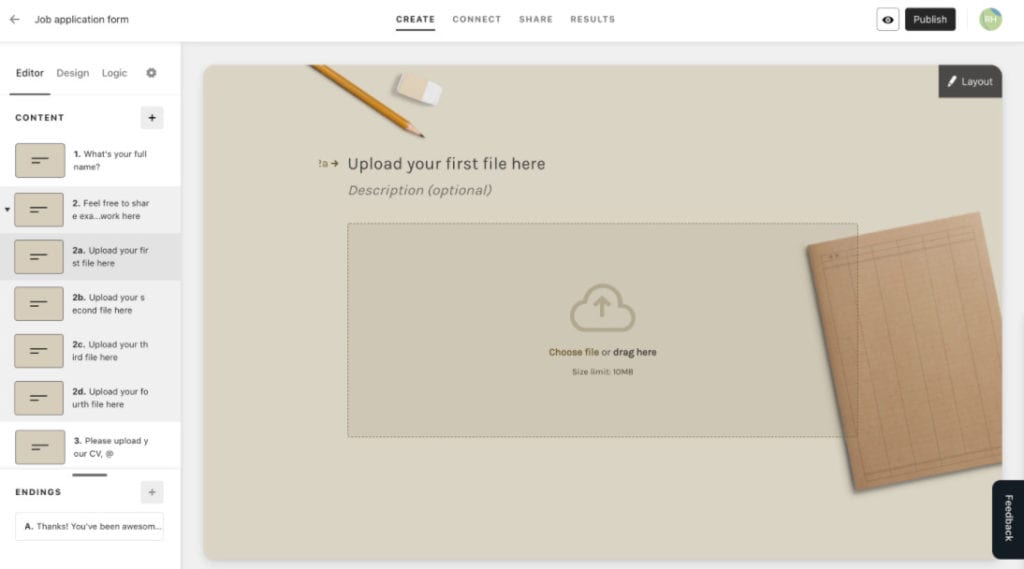Typeform file upload form guide