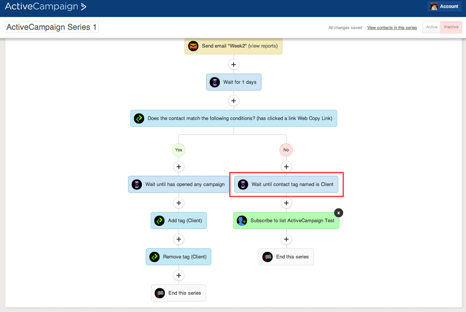 active campaign sequence web design crm automation builder