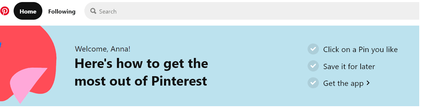 Pinterest onboarding flow