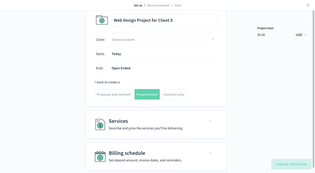 AND.CO new proposal generator web design process
