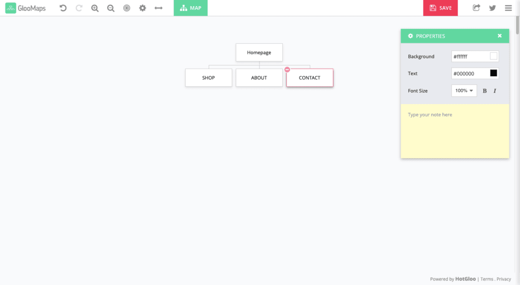 GlooMaps sample website sitemap