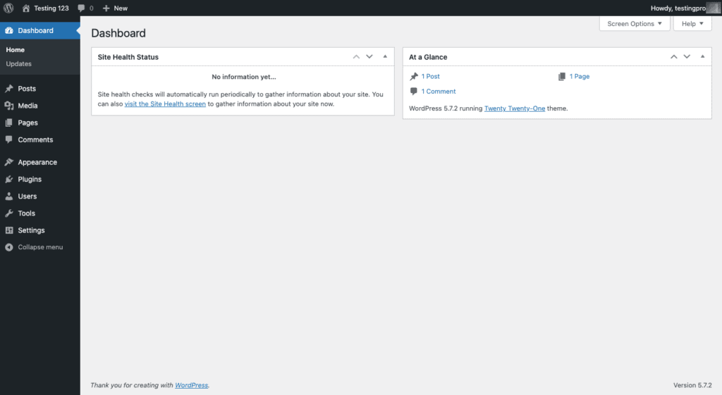 Brand new installation of WordPress