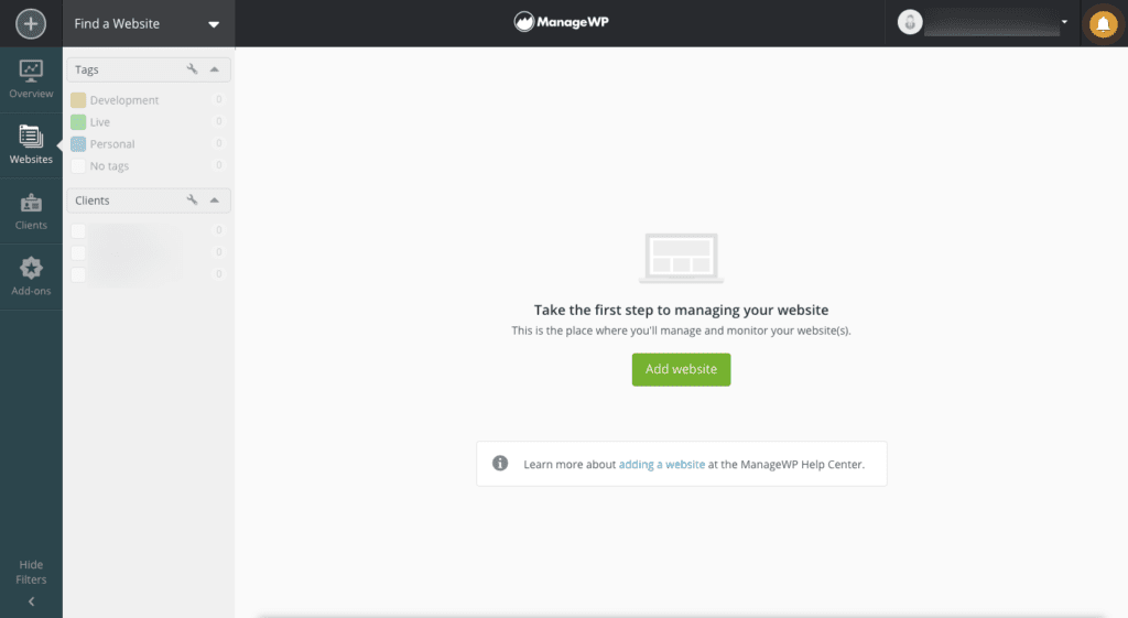 ManageWP website maintenance dashboard