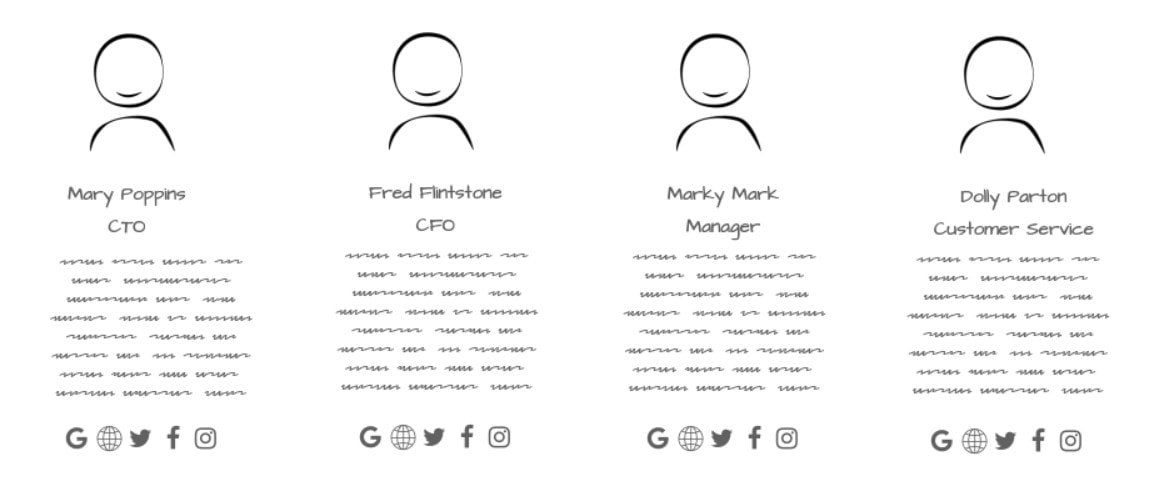Team page website wireframe Team page website wireframe