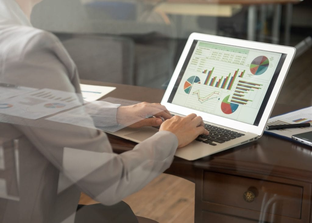 Professional Working on Computer accounting graphs