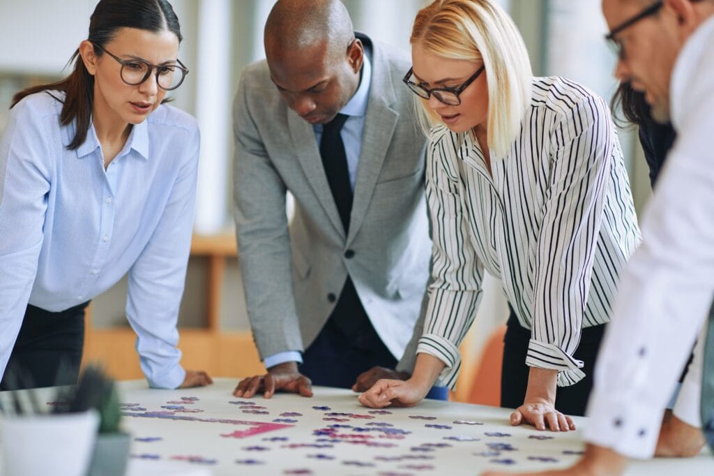 Group of professionals working on goals