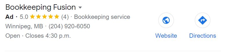 Bookkeeping Fusion Google Profile screenshot