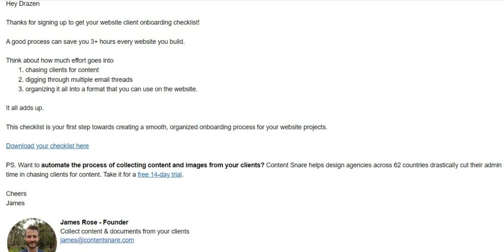 new client welcome email