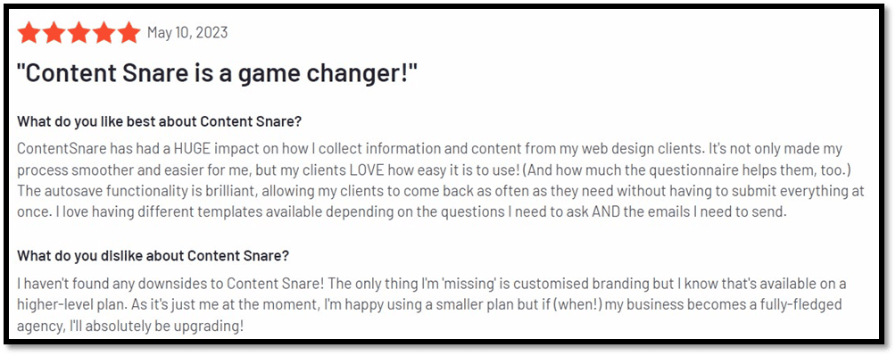 Content Snare user review
