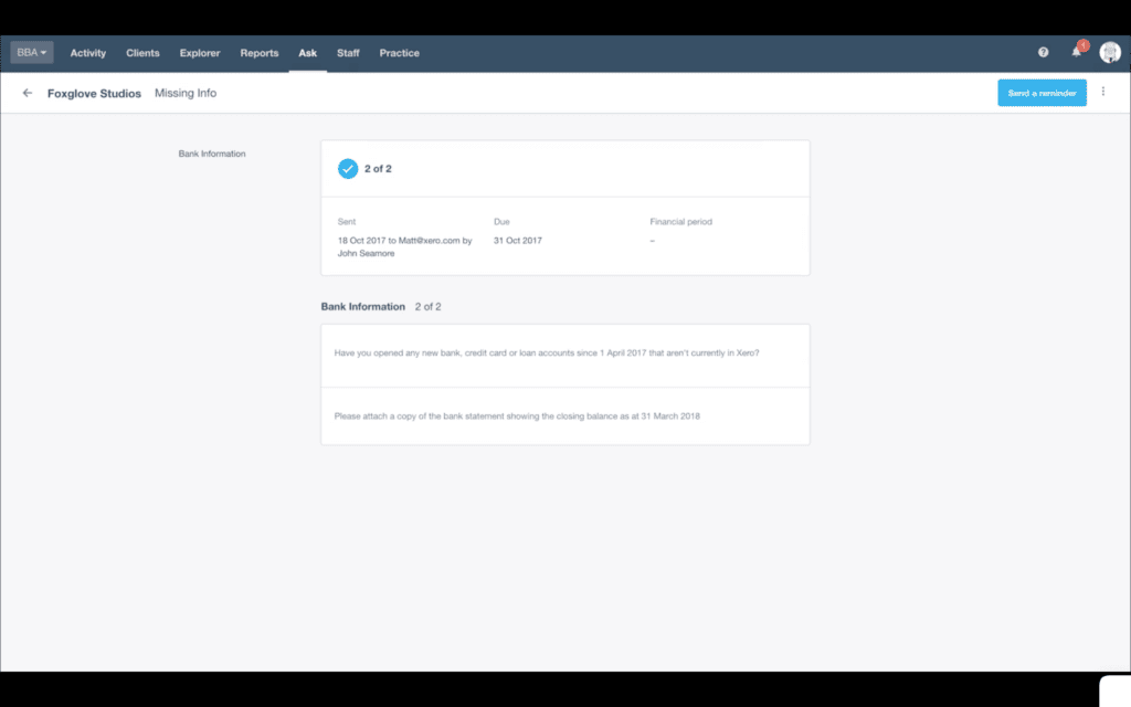 Xero Ask reminders
