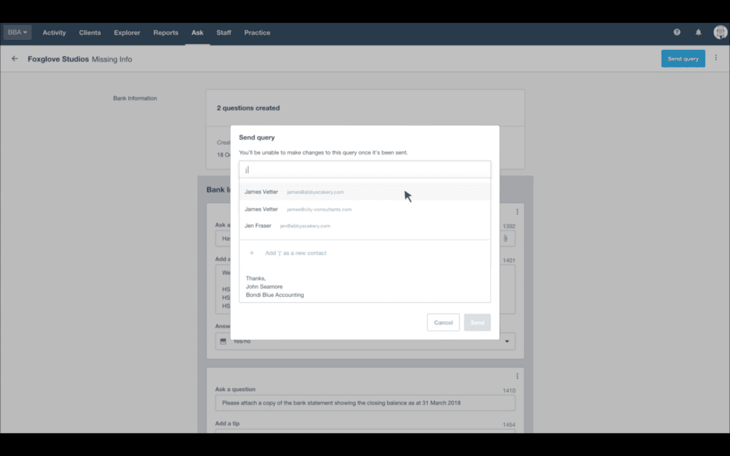 Xero Ask email template