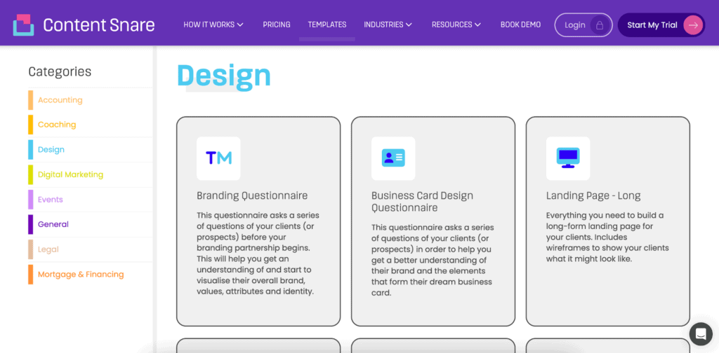 Content Snare design templates
