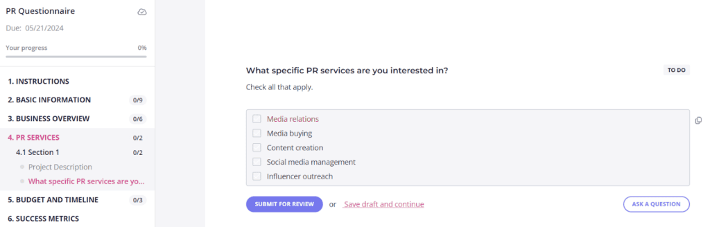 PR intake form Content Snare PR intake form Content Snare