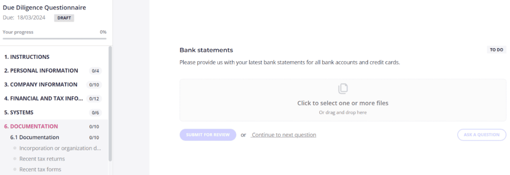 due diligence questionnaires due diligence questionnaires