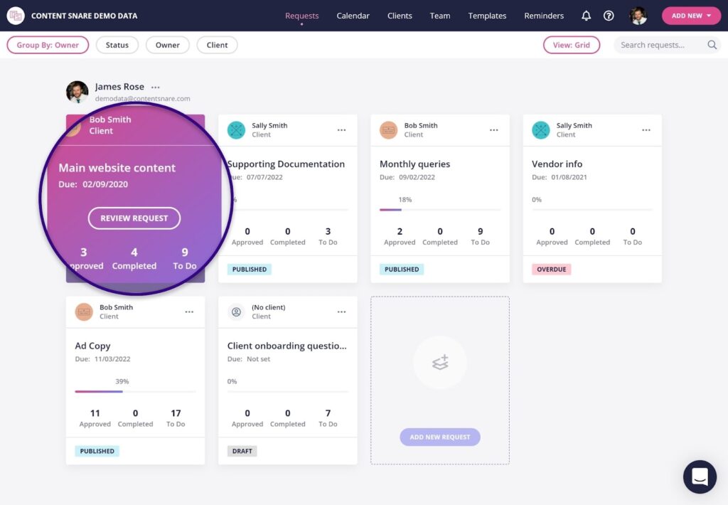 Content Snare project management