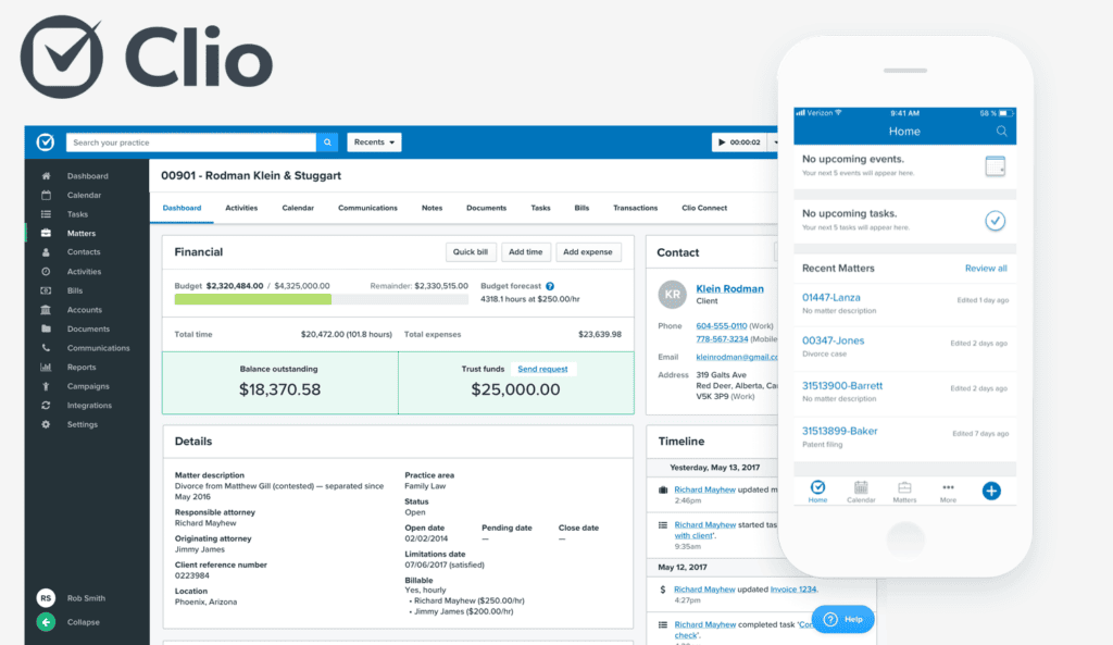 Clio dashboard