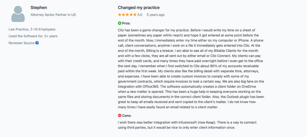 Clio Capterra review