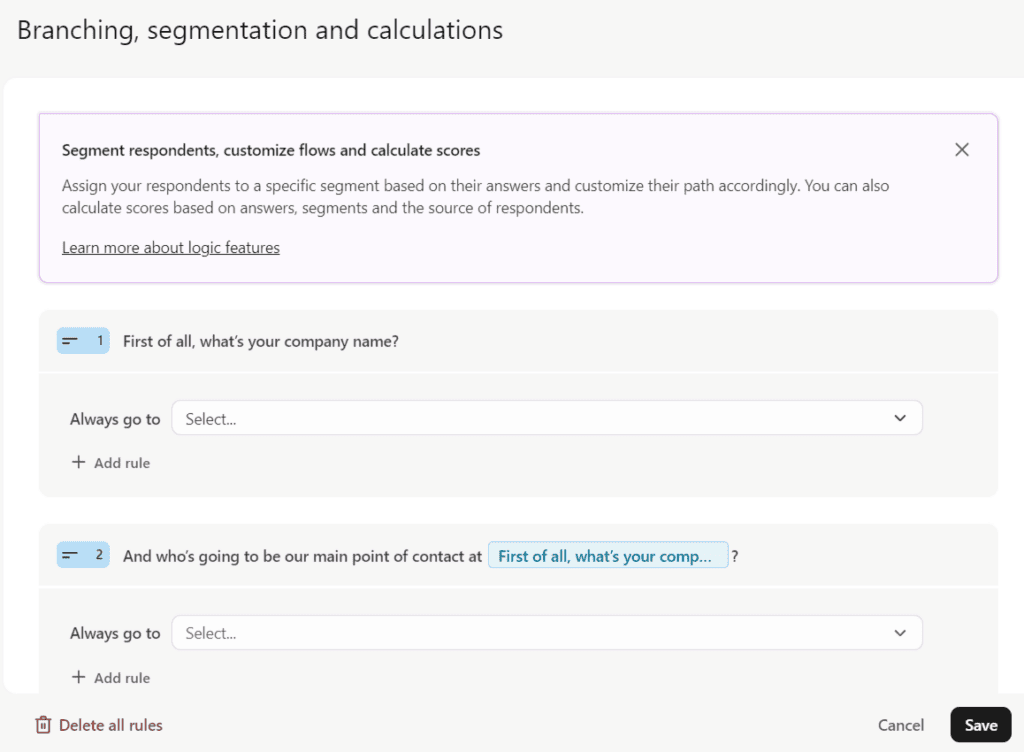 Typeform Typeform advanced logic