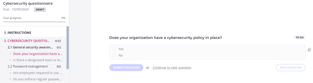 cybersecurity questionnaire Content Snare Cybersecurity questionnaire