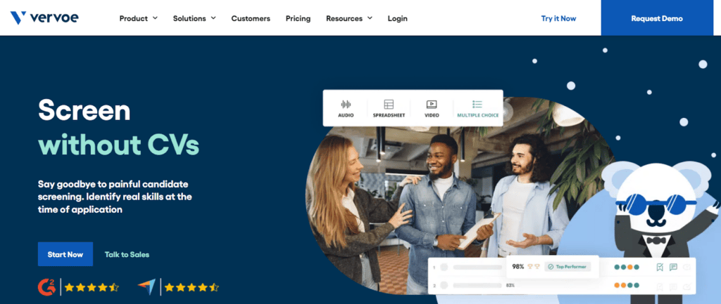 Vervoe software for a hiring team