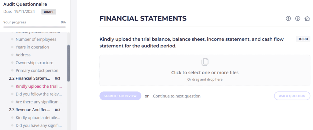 audit questionnaire template