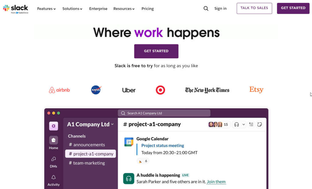 Slack team communication