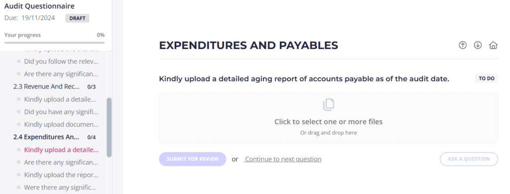 audit questionnaire template