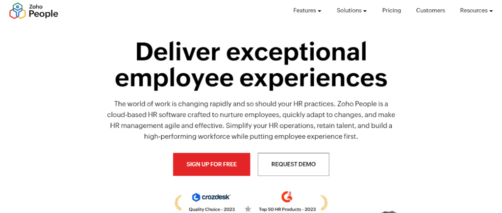 Zoho People human resources tools