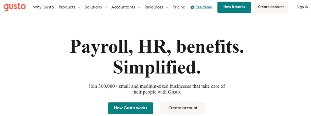 Gusto HR payroll process software