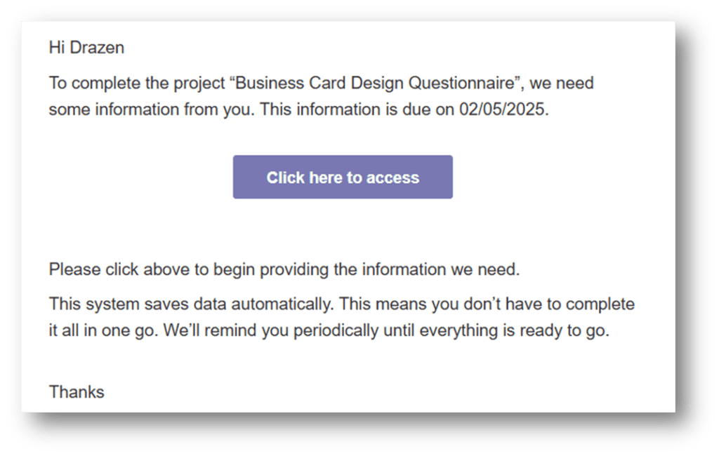 customer data collection customer data collection - automated reminders