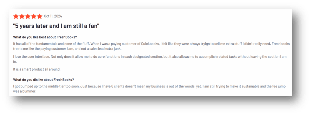 FreshBooks FreshBooks user review