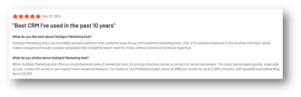 HubSpot HubSpot user review