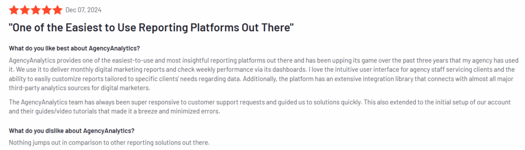 AgencyAnalytics AgencyAnalytics user review