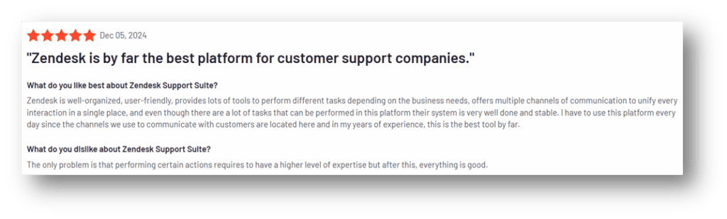 Zendesk user review