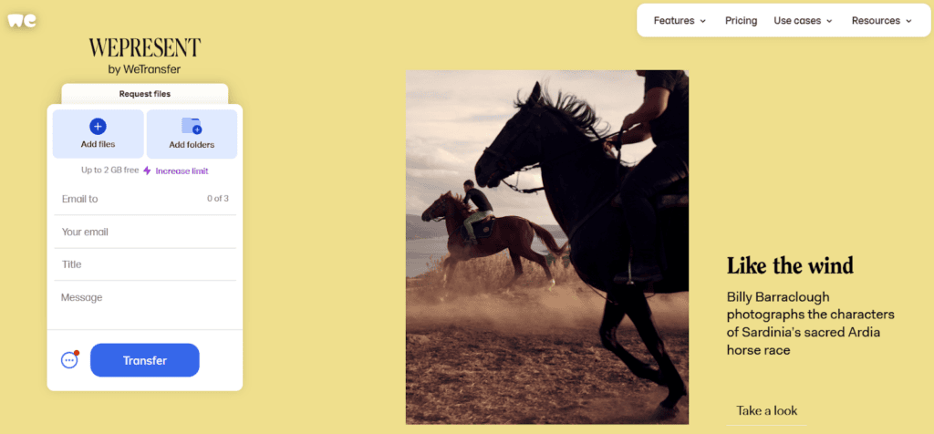 WeTransfer WeTransfer for accessing documents with one link