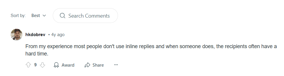 problems with reply inline problems with reply inline