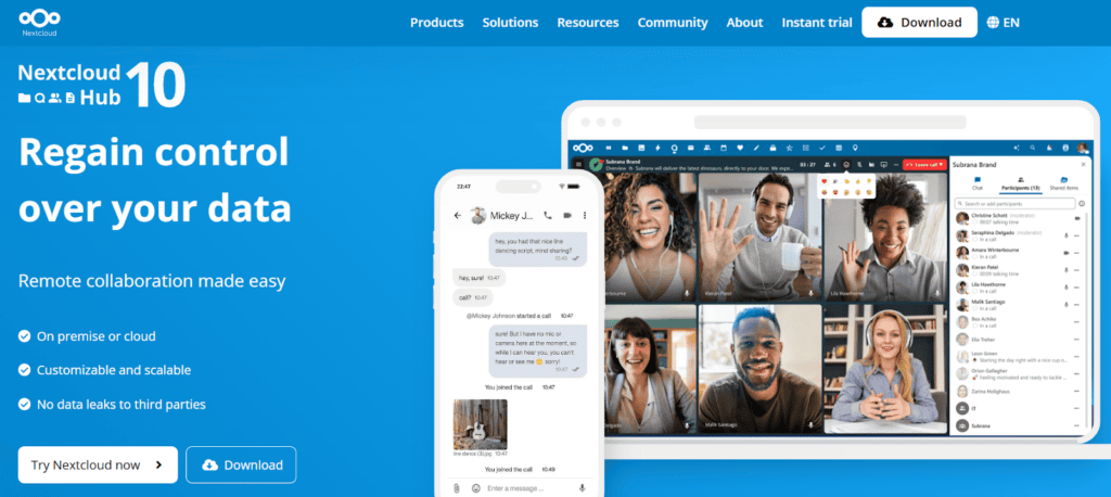 Nextcloud Nextcloud self-hosted document sharing portal