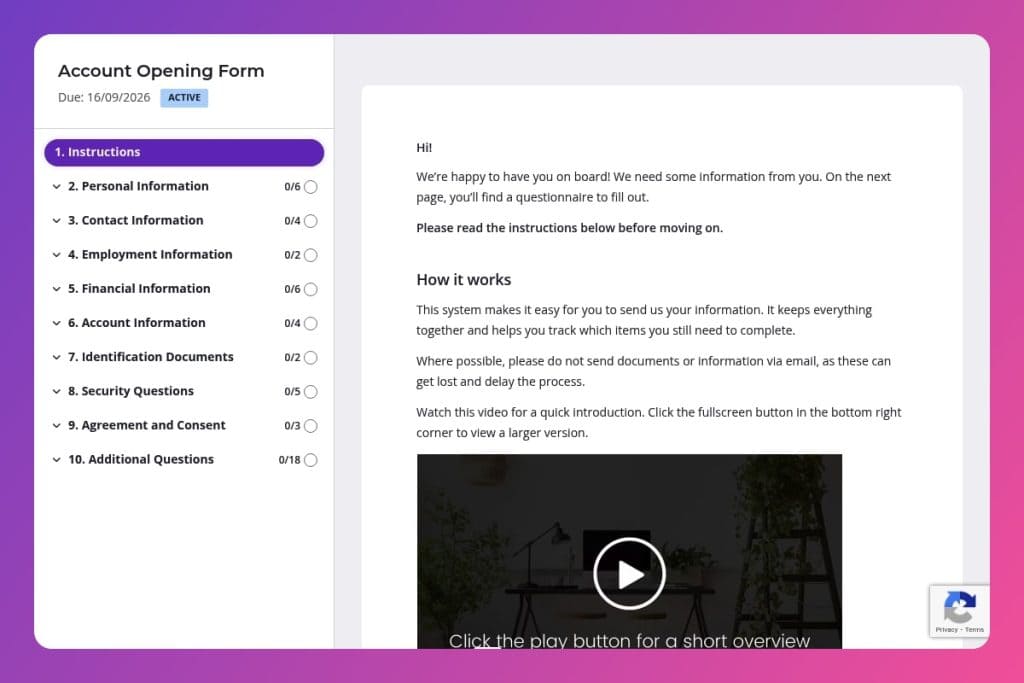 account opening form