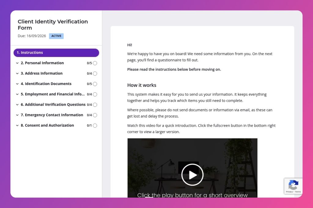 client identity verification form