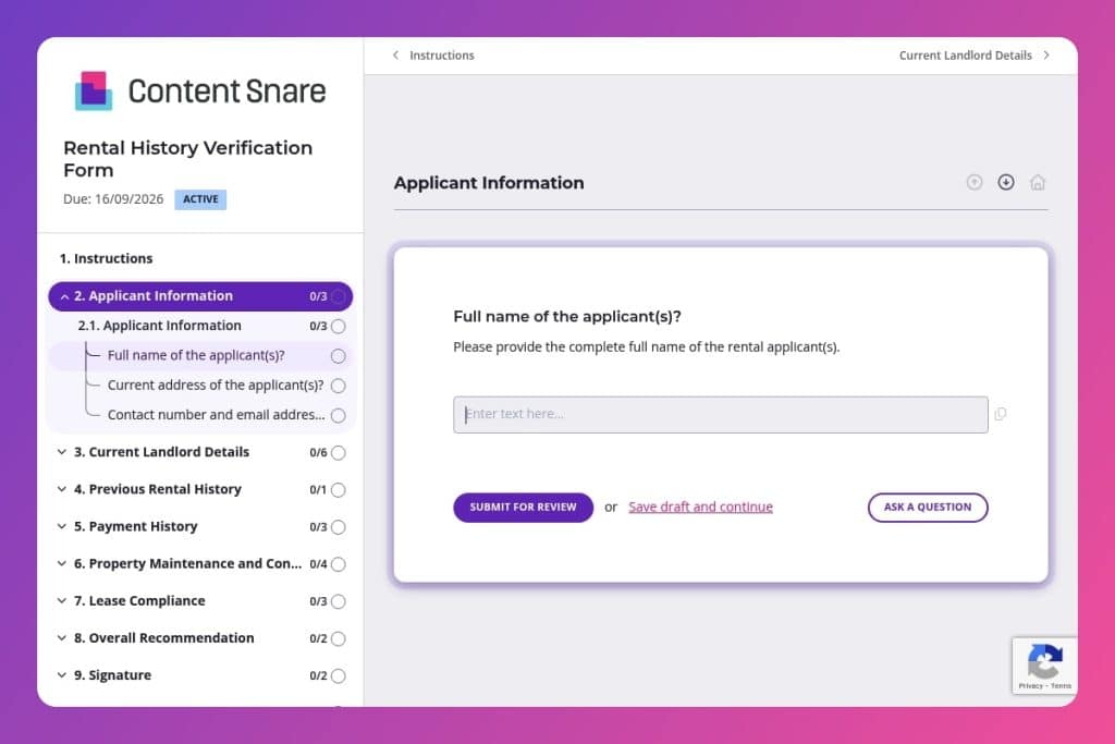 rental history verification form