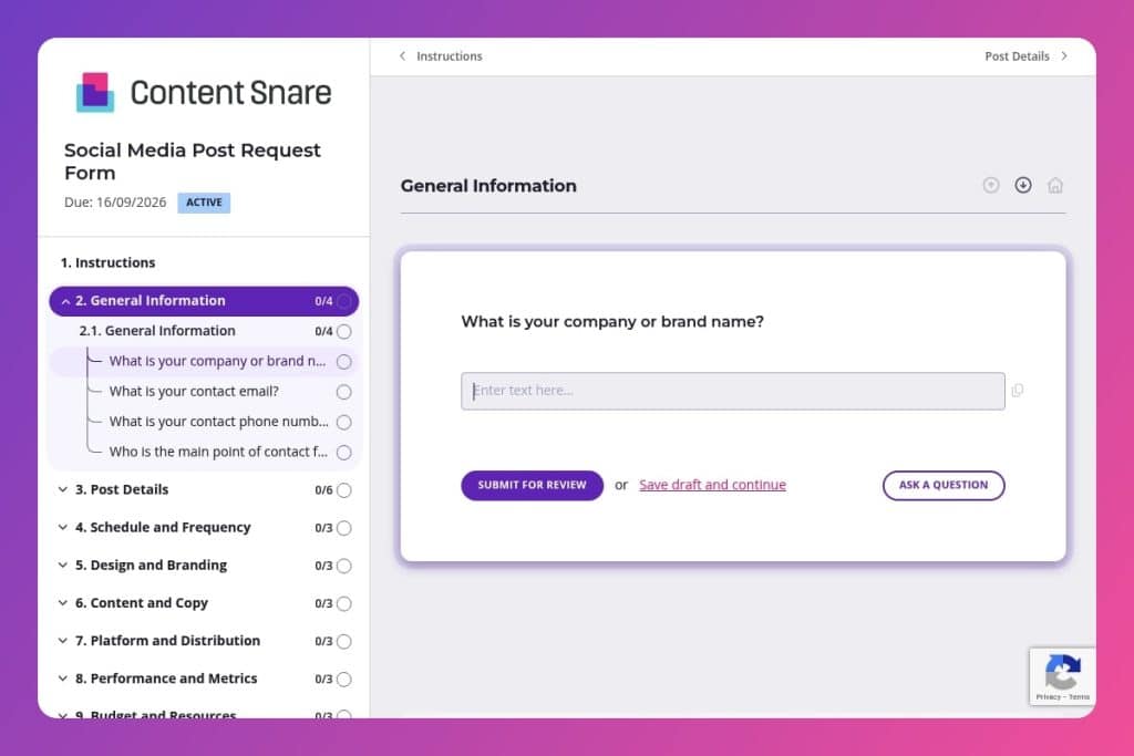 social media post request form