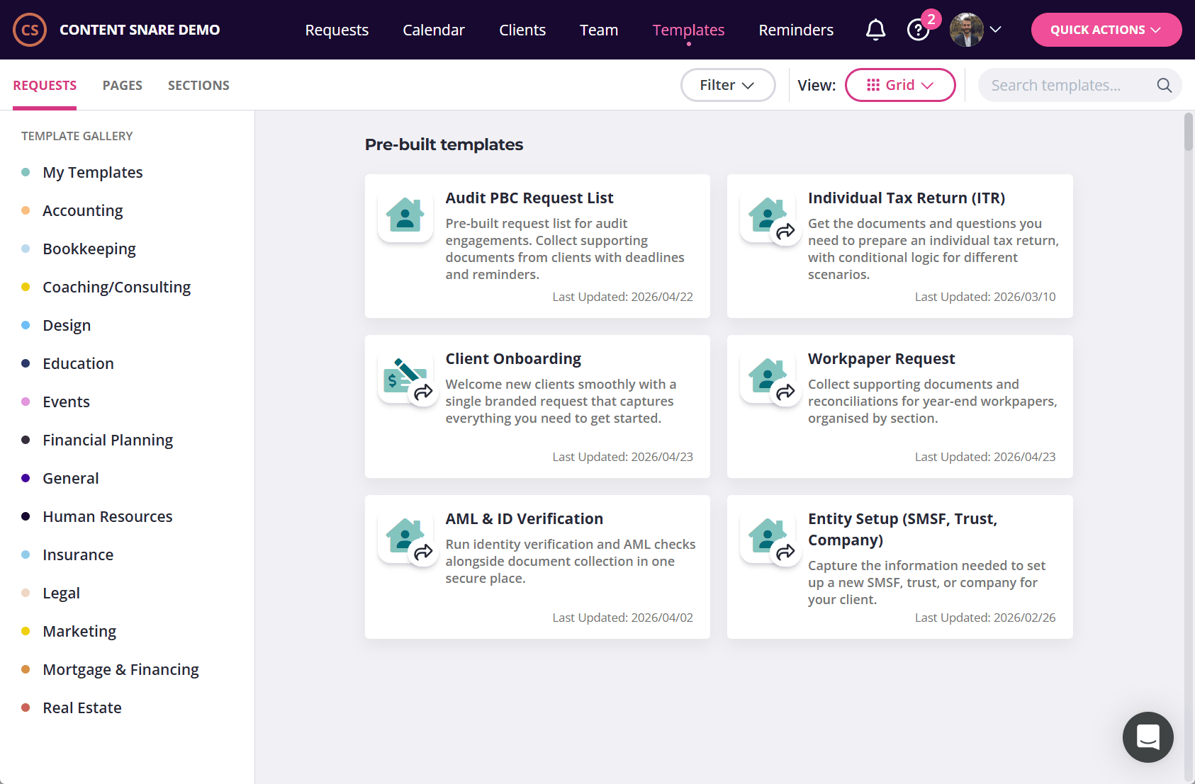 Content Snare request mixing file uploads, text fields, and structured questions, alternative to SafeSend
