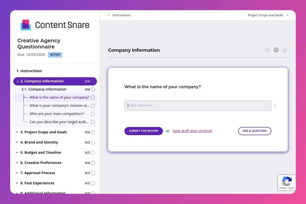 creative agency questionnaire