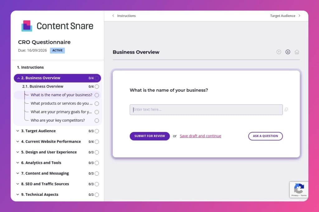 cro questionnaire